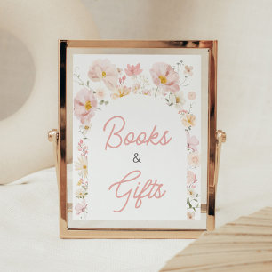 Póster Bebé de arco de flores silvestres en libros y rega
