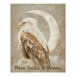 Póster Bebé de ave águila durmiendo en la luna