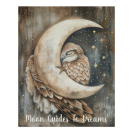 Póster Bebé de ave de halcón durmiendo en la Luna