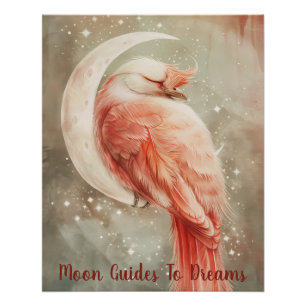 Póster Bebé de ave Phoenix durmiendo en la Luna