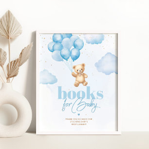 Póster Bebé de bebé de globos azules de oso de peluche Li