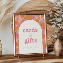 Póster Bebé de Boho Retro Groovy en Tarjetas Bloom + Rótu