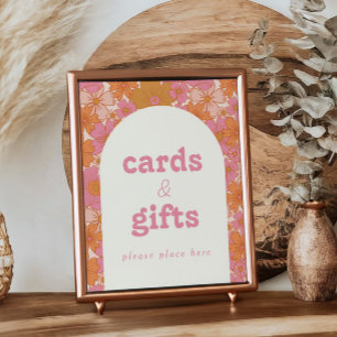 Póster Bebé de Boho Retro Groovy en Tarjetas Bloom + Rótu