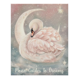Póster Bebé de cisne durmiendo en la luna