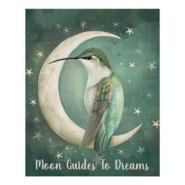 Póster Bebé de colibrí durmiendo en la luna