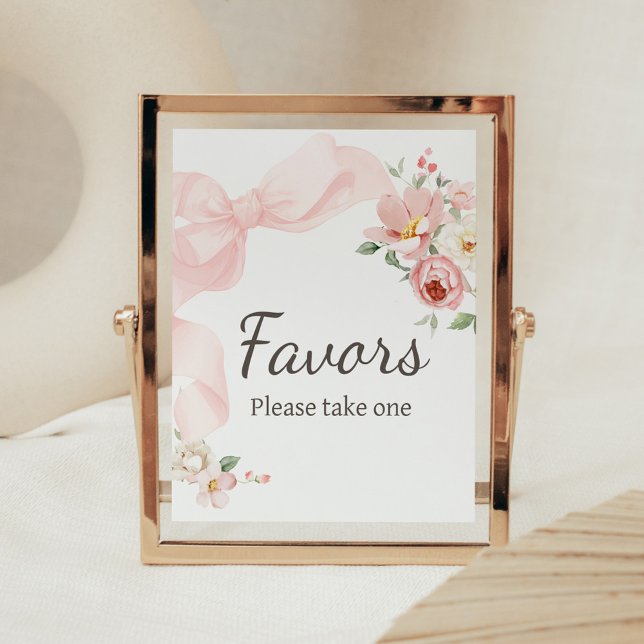 Póster Bebé de Coquette floral en flor Baby Shower favore (Baby in Bloom Floral Coquette Favors Sign)