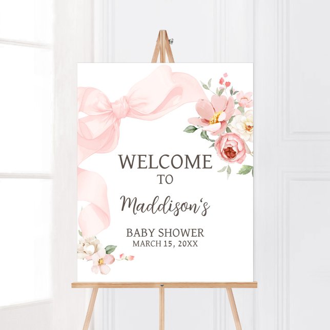 Póster Bebé de Coquette Floral en la bienvenida de Baby S (Baby in Bloom Floral Coquette Welcome Sign)