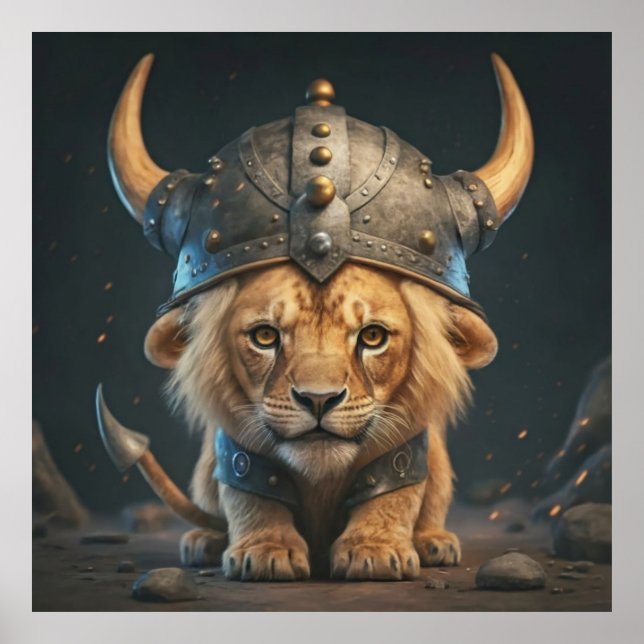 Póster Bebé de Cute Viking Lion (Frente)