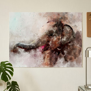 Póster Bebé de elefante asiático lindo y juguetón en acua