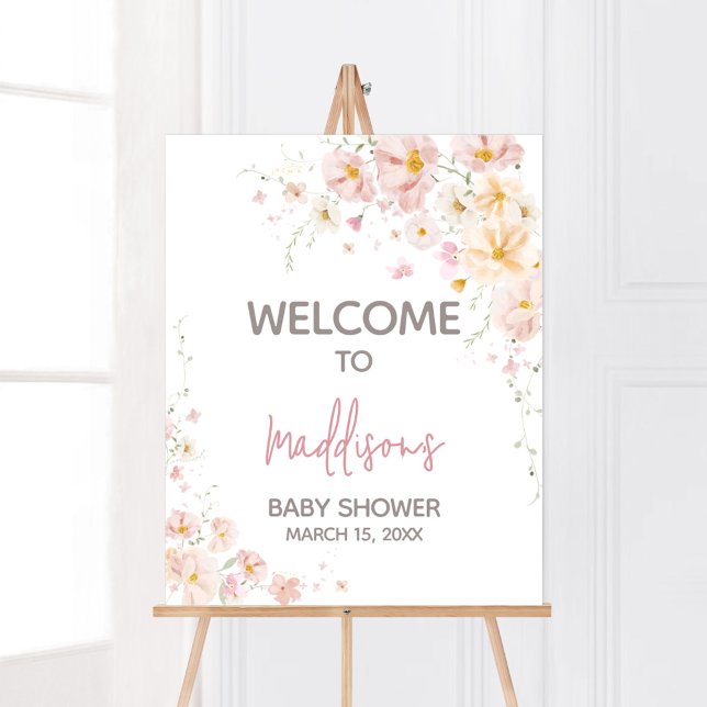 Póster Bebé de flores silvestres en la bienvenida de Baby (Baby in Bloom Baby Shower Welcome Sign)