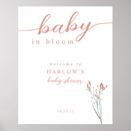 Póster Bebé de flores silvestres en un signo de bienvenid