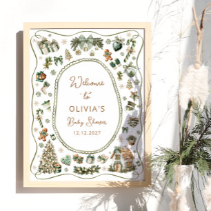 Póster Bebé de invierno hace frío fuera de la bienvenida 