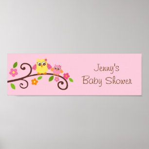 Póster Bebé de lechuza bebé Rótulo en Baby Shower