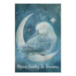 Póster Bebé de pájaro albatros durmiendo en la luna