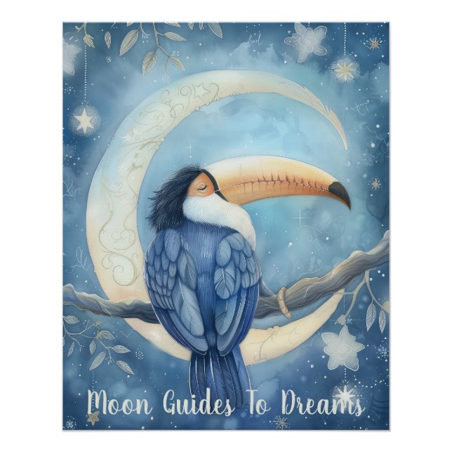 Póster Bebé de pájaro toscano durmiendo en la luna (Anverso)