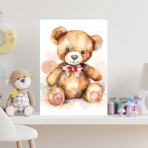 Póster Bebé de peluche con una acuarela de arco