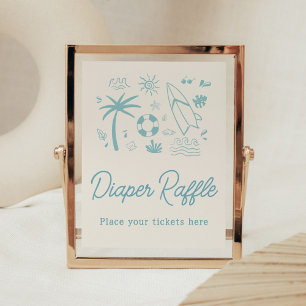 Póster Bebé de surf azul a bordo de Baby Shower Diaper Ra