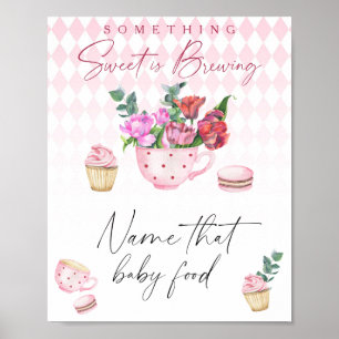 Póster Bebé de té party baby shower - nombra esa comida p