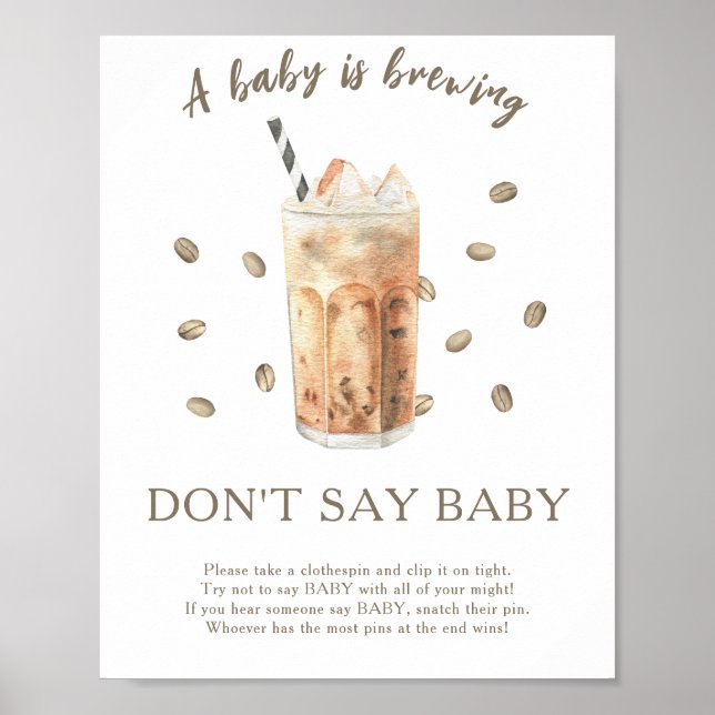 Póster Bebé ducha de café con hielo - No digas bebé Póste (Frente)