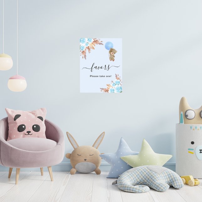 Póster Bebé ducha de peluche oso pampas azul favores de p (Subido por el creador)