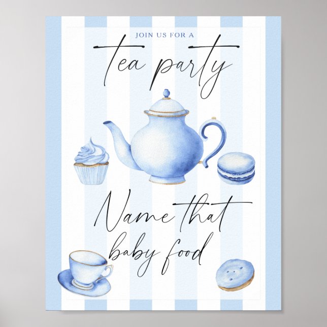 Póster Bebé ducha de té - nombra esa comida para bebé (Frente)