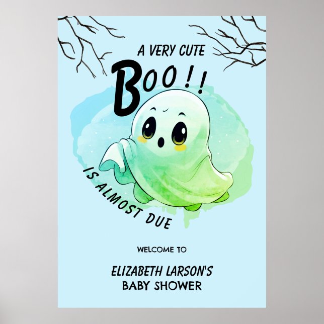 Póster Bebé Duende Ducha de Bebe Halloween Tema Azul Fies (Frente)