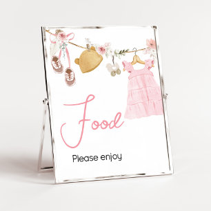 Póster Bebé dulce Chica Ropa de Boho Comida Baby Shower