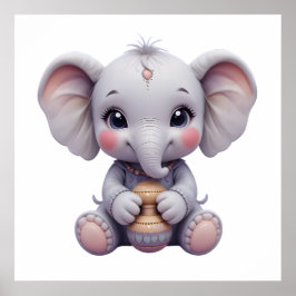 Póster Bebé dulce Elephant Wall Art - Poster de guardería