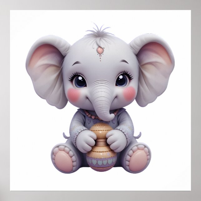 Póster Bebé dulce Elephant Wall Art - Poster de guardería (Frente)
