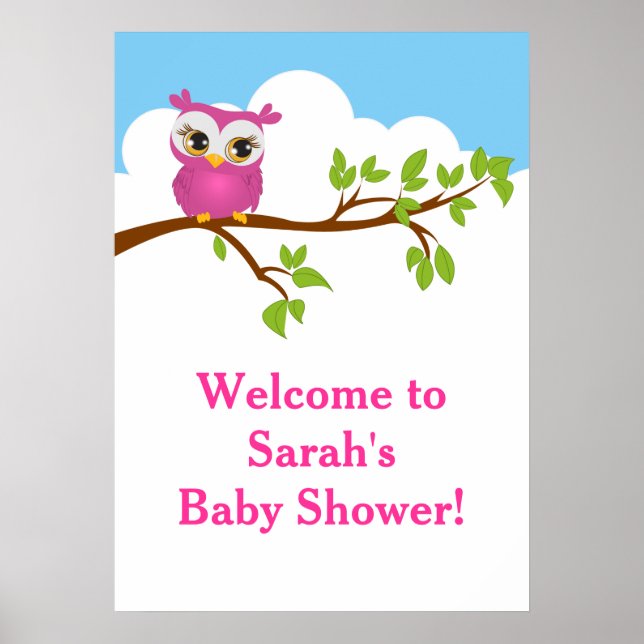 Póster Bebé dulce Lechuza Baby Shower Poster Baby Shower (Frente)
