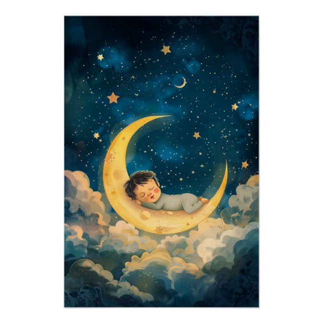 Póster Bebé durmiendo en la Luna (Anverso)