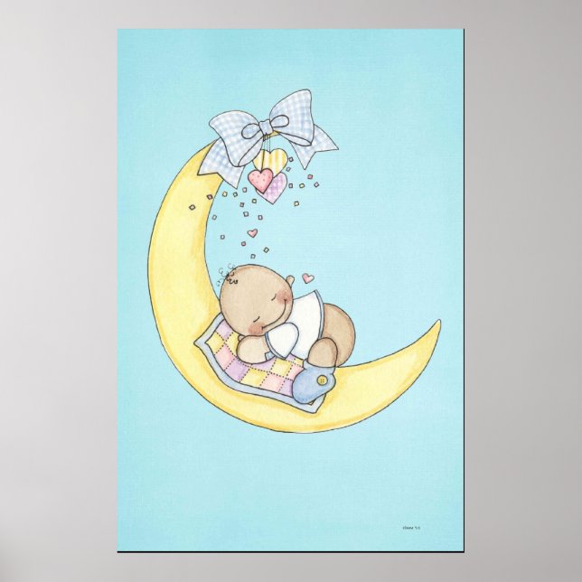 Póster Bebé durmiendo en la luna (Frente)
