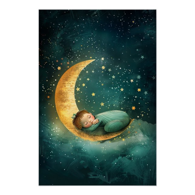 Póster Bebé durmiendo en la Luna (Anverso)