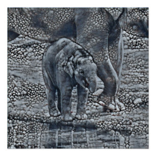 Póster bebé elefante de burbuja divertida