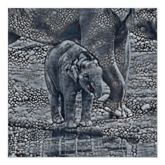 Póster bebé elefante de burbuja divertida (Anverso)