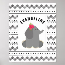 Bebé Elefante Floral Negro + Nursera Blanca