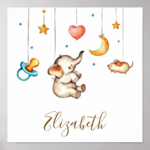 Póster Bebé elefante lindo