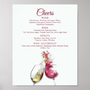 Póster Bebe elegantemente Boda de danza del vino rojo y b