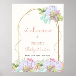 Póster Bebé En Bloom Boho Arch Cactus Bienvenida Baby Sho