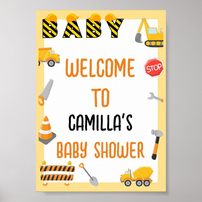 Póster Bebé en construcción Rótulo de juegos de Baby Show (Frente)