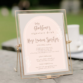 Póster Bebé en ducha de baño Rótulo de bebida con firma