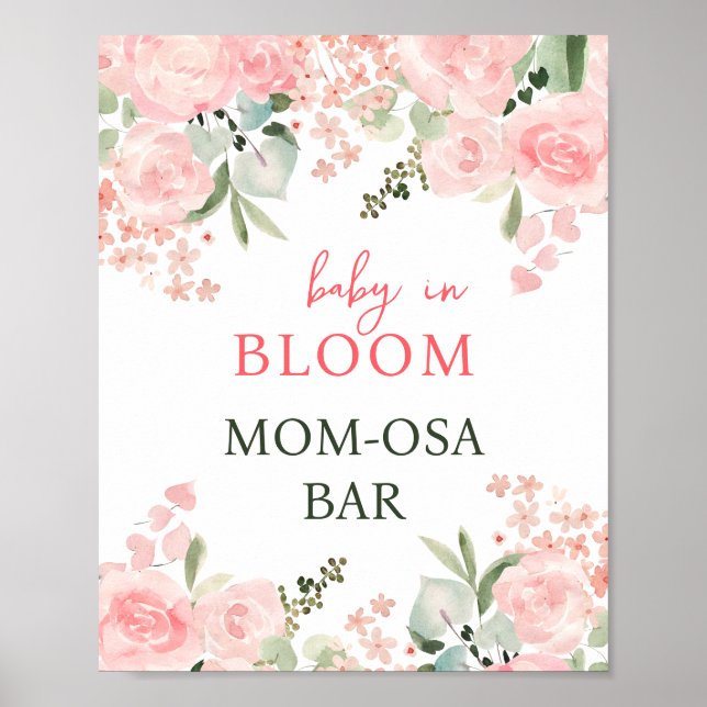 Póster Bebé en el Rótulo de Fiesta Baby Shower Mimosa flo (Frente)