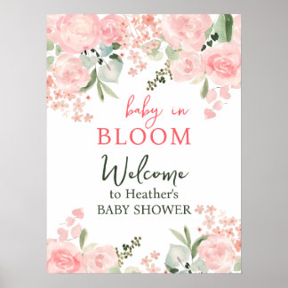 Póster Bebé en el Rótulo del Fiesta floral de Baby Shower