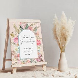 Póster Bebé en flor Baby Shower bohemio Gracias Rótulo