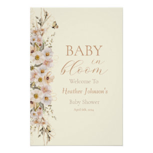Póster Bebé en Flor Boho Fiesta de Bebé Neutral