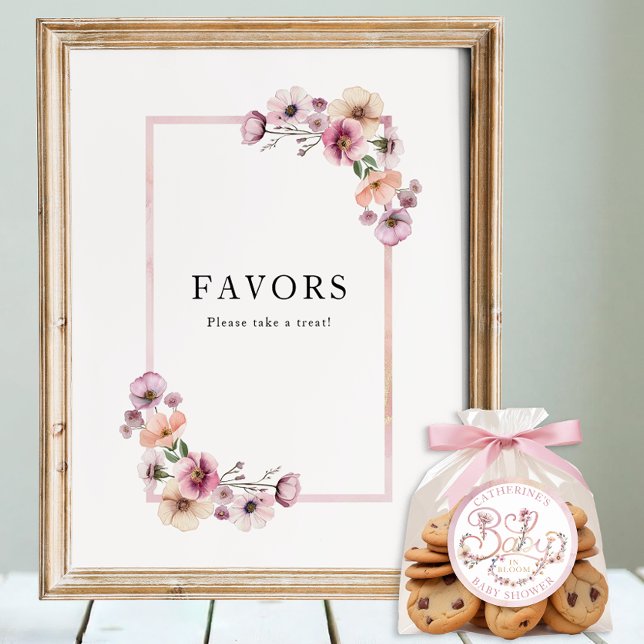 Póster Bebé en flor silvestre en flor de sangre favorece  (Favors party sign)