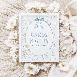 Póster Bebé en florales de primavera azul floreciente