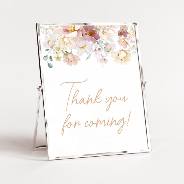 Póster Bebé en Florals en Bloom Gracias por Venir (Spring Wildflower Baby Shower Thank you for Coming Sign)