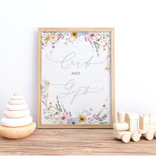 Póster Bebé en florines de flores silvestres y tarjetas d