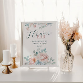 Póster Bebé en la barra de flores Dusty Blue Baby Shower